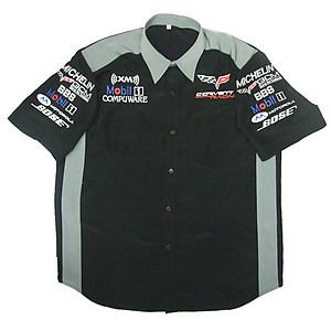 Corvette C6 Compuware Crew Shirt Black and Light Gray