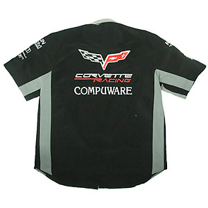 Corvette C6 Compuware Crew Shirt Black and Light Gray