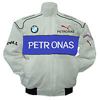 BMW Style F1 Sauber Team Style Racing Jacket White and Royal Blue